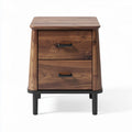 Wooden nightstand with two drawers and metal legs 24 x 18 x 22 inch