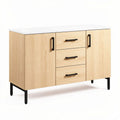 Wooden sideboard with three drawers and two cabinets in natural finish 90 x 40 x 75cm