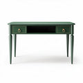 Green wooden writing desk with two drawers and open shelf 90 x 50 x 75cm