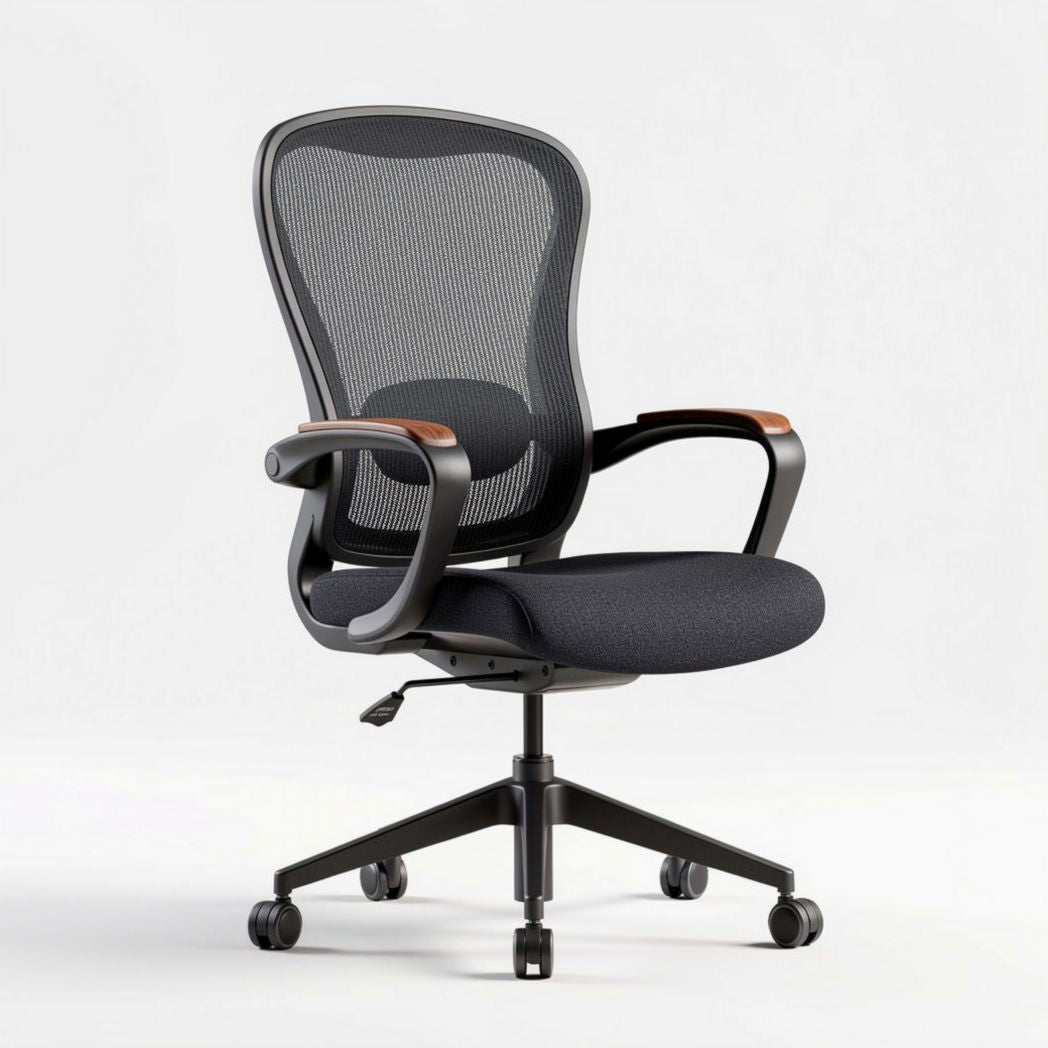 Mesh office chair with adjustable height and padded seat black 40 x 60 x 100cm