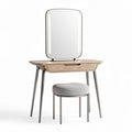 Wooden dressing table with illuminated mirror and upholstered stool 100 x 50 x 135cm