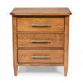 Wooden nightstand with three drawers in natural finish 24 x 18 x 28 inches