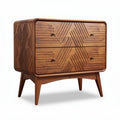 Wooden nightstand with geometric pattern design and two drawers 80 x 45 x 70cm