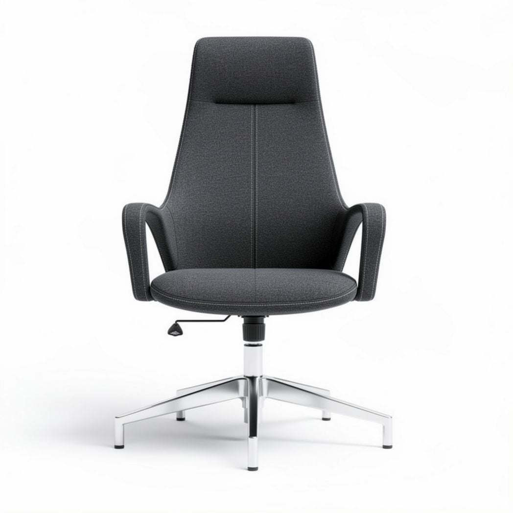Modern executive office chair with ergonomic design in charcoal fabric 60 x 60 x 100cm