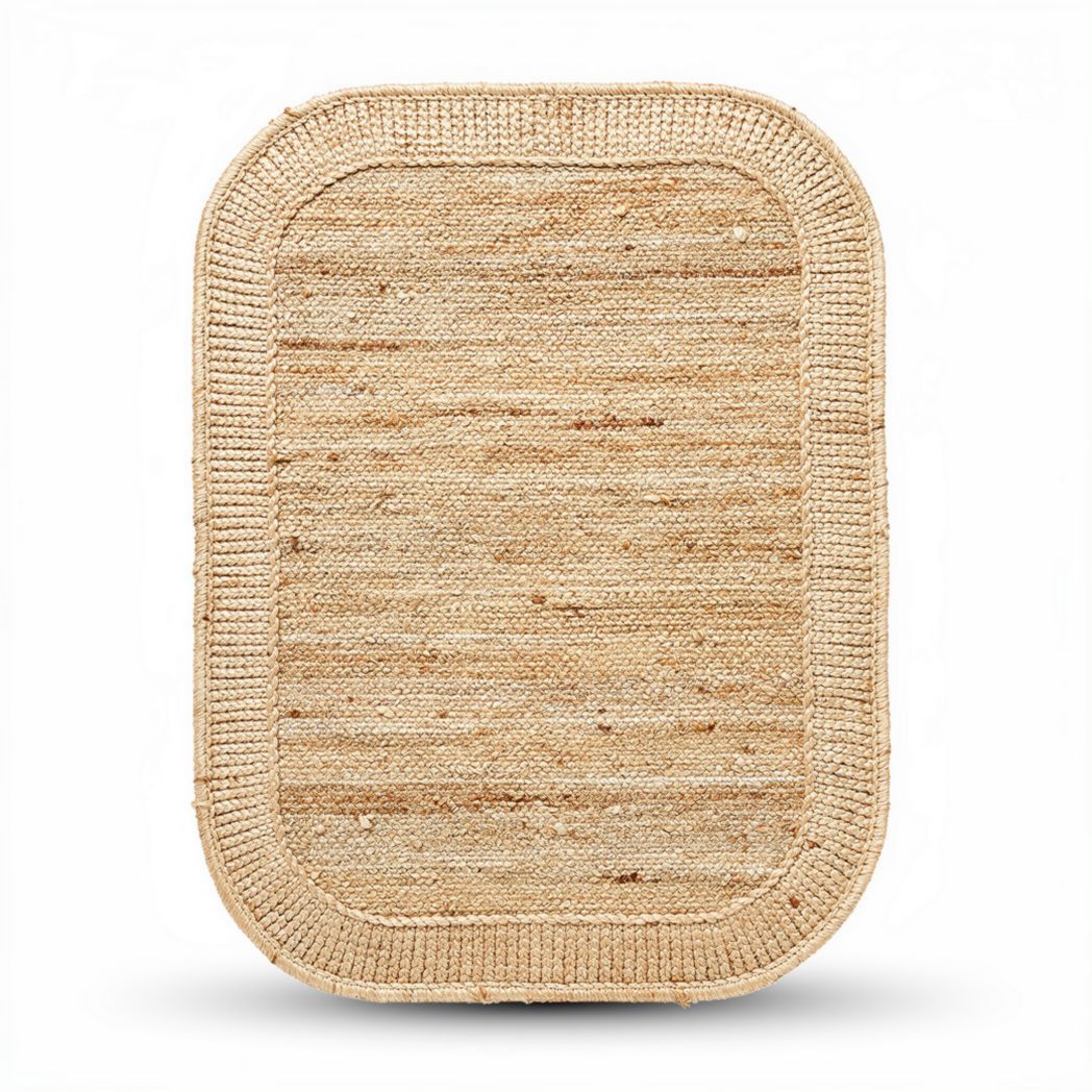 Natural woven jute area rug for indoor use 40 x 30 x 2cm beige color